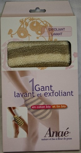 gant lavant et exfoliant en coton et lin bio