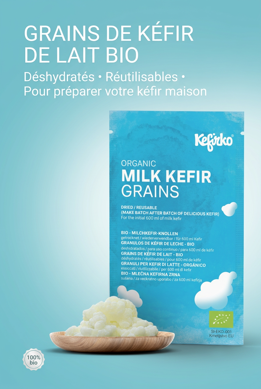 grains de kéfir de lait bio déshydratés