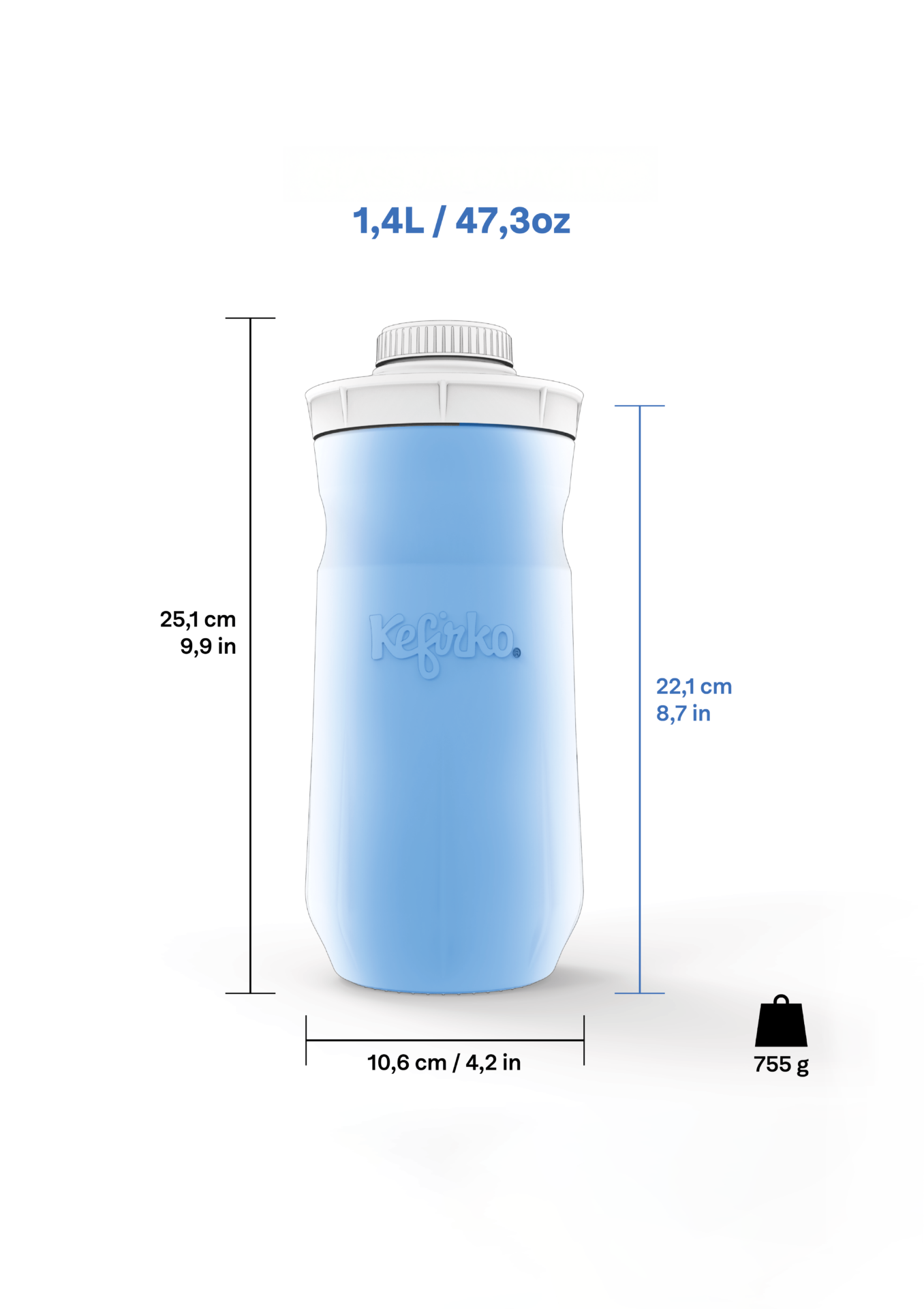 Bocal de seconde fermentation 1.4 l en verre – Image 2