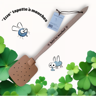 Tapette à mouches en bois et simili cuir