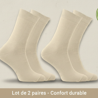 Chaussettes Opala standard coton bio crème lot de deux paires