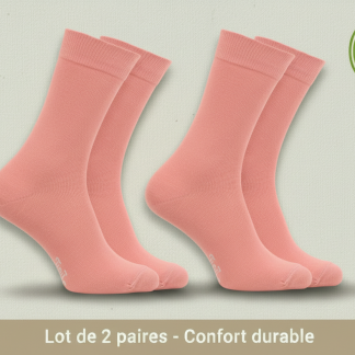 Chaussettes Opala standard coton bio rose glacée lot de deux paires