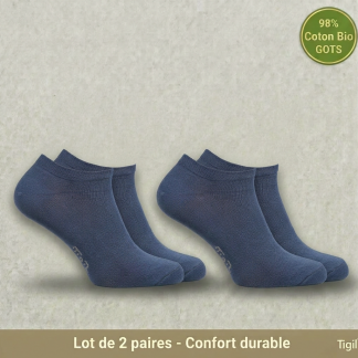 Chaussettes invisibles Tigil Opala - coton biologique - bleu marine