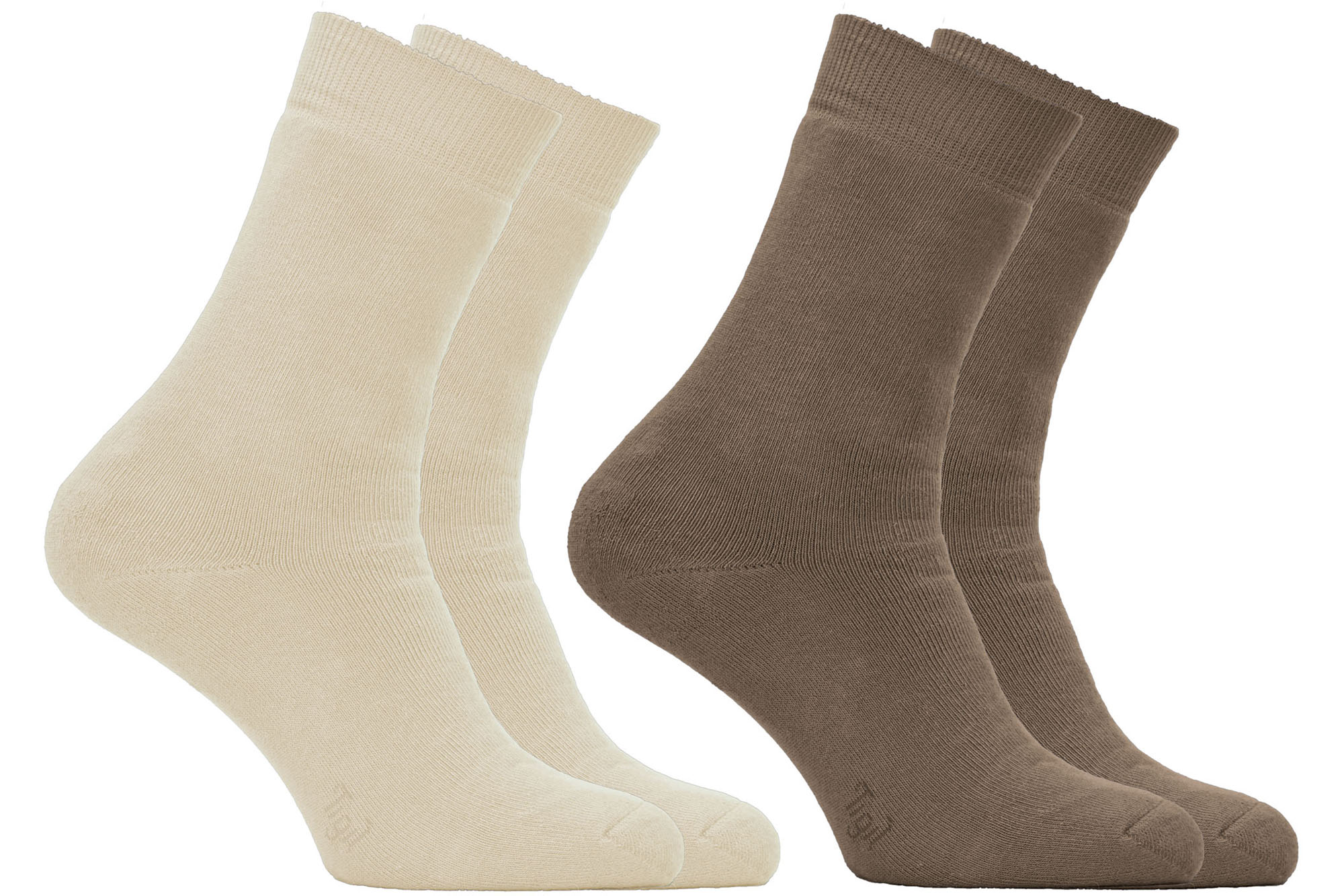 Chaussettes Opala bouclettes intégrales – crème/marron - lot de 2 paires
