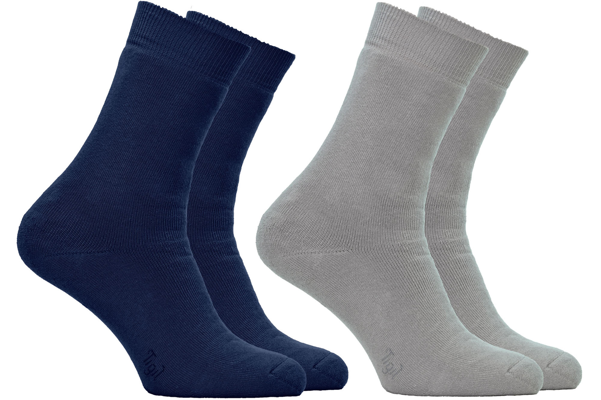 Chaussettes Opala bouclettes intégrales –marine/gris - lot de 2 paires