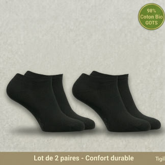 Chaussettes invisibles Tigil Opala - coton biologique - Noir